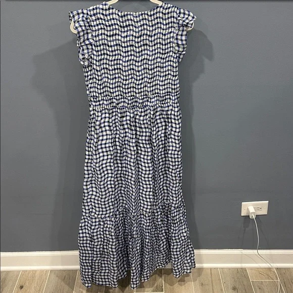By Anthropologie The Peregrine MIDI Dress in Blue Gingham NWOT - Picture 7 of 8